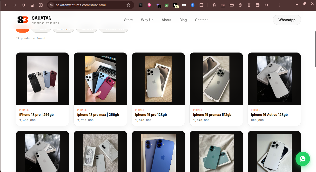 Sakatan Business Ventures store page
